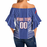 Custom Manu Samoa Rugby 2026 Off Shoulder Wrap Waist Top Samoan Pattern LT14 - Polynesian Pride