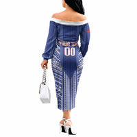 Custom Manu Samoa Rugby 2026 Off The Shoulder Long Sleeve Dress Samoan Pattern LT14 - Polynesian Pride