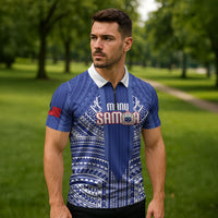 Custom Manu Samoa Rugby 2026 Zipper Polo Shirt Samoan Pattern LT14 - Polynesian Pride