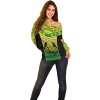 Papua New Guinea Rugby Off Shoulder Sweater Enga Mioks PNG Polynesian Pattern LT14 - Polynesian Pride