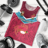 Papua New Guinea Rugby Men Tank Top Goroka Lahanis PNG Polynesian Pattern LT14 Red - Polynesian Pride