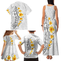 White Tropical Plumeria With Galaxy Polynesian Art Family Matching Tank Maxi Dress and Hawaiian Shirt LT14 - Polynesian Pride