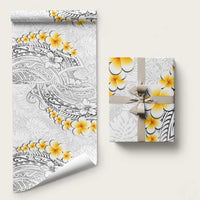 White Polynesia Wrapping Paper Plumeria Tropical Leaves With Galaxy Polynesian Art