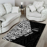 New Zealand Silver Fern Rugby Custom Area Rug Maori Koru Go Black Fern LT14 - Polynesian Pride