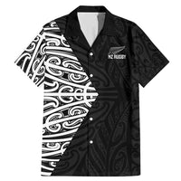 New Zealand Silver Fern Rugby Custom Family Matching Mermaid Dress and Hawaiian Shirt Maori Koru Go Black Fern LT14 Dad's Shirt - Short Sleeve Black - Polynesian Pride