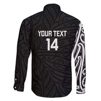 New Zealand Silver Fern Rugby Custom Family Matching Off Shoulder Short Dress and Hawaiian Shirt Maori Koru Go Black Fern LT14 - Polynesian Pride