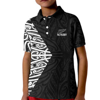 New Zealand Silver Fern Rugby Custom Kid Polo Shirt Maori Koru Go Black Fern LT14 Kid Black - Polynesian Pride