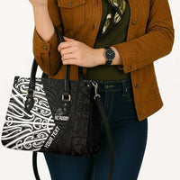 New Zealand Silver Fern Rugby Custom Leather Bag Maori Koru Go Black Fern - Polynesian Pride