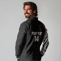 New Zealand Silver Fern Rugby Custom Long Sleeve Polo Shirt Maori Koru Go Black Fern LT14 - Polynesian Pride