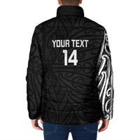 New Zealand Silver Fern Rugby Custom Padded Jacket Maori Koru Go Black Fern - Polynesian Pride