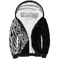 New Zealand Silver Fern Rugby Custom Sherpa Hoodie Maori Koru Go Black Fern LT14 Unisex Black - Polynesian Pride