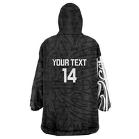 New Zealand Silver Fern Rugby Custom Wearable Blanket Hoodie Maori Koru Go Black Fern LT14 - Polynesian Pride