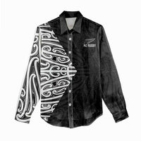 New Zealand Silver Fern Rugby Custom Women Casual Shirt Maori Koru Go Black Fern LT14 - Polynesian Pride