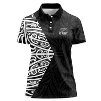 New Zealand Silver Fern Rugby Custom Women Polo Shirt Maori Koru Go Black Fern LT14 Female Black - Polynesian Pride