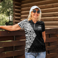 New Zealand Silver Fern Rugby Custom Women Polo Shirt Maori Koru Go Black Fern LT14 - Polynesian Pride