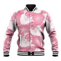 Pink Aloha Hawaii Baseball Jacket Monstera Hibiscus Plumeria Seamless Vibes - Polynesian Pride