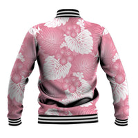 Pink Aloha Hawaii Baseball Jacket Monstera Hibiscus Plumeria Seamless Vibes - Polynesian Pride