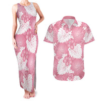 Pink Aloha Hawaii Couples Matching Tank Maxi Dress and Hawaiian Shirt Monstera Hibiscus Plumeria Seamless Vibes - Polynesian Pride
