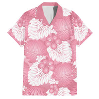 Pink Aloha Hawaii Family Matching Off Shoulder Maxi Dress and Hawaiian Shirt Monstera Hibiscus Plumeria Seamless Vibes LT14 Dad's Shirt - Short Sleeve Pink - Polynesian Pride