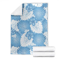 Blue Aloha Hawaii Blanket Monstera Hibiscus Plumeria Seamless Vibes - Polynesian Pride