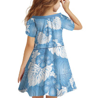 Blue Aloha Hawaii Family Matching Off The Shoulder Long Sleeve Dress and Hawaiian Shirt Monstera Hibiscus Plumeria Seamless Vibes LT14 - Polynesian Pride