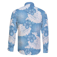 Blue Aloha Hawaii Family Matching Off The Shoulder Long Sleeve Dress and Hawaiian Shirt Monstera Hibiscus Plumeria Seamless Vibes LT14 - Polynesian Pride