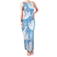 Blue Aloha Hawaii Family Matching Tank Maxi Dress and Hawaiian Shirt Monstera Hibiscus Plumeria Seamless Vibes LT14 Mom's Dress Blue - Polynesian Pride