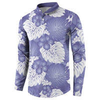 Purple Aloha Hawaii Button Sweatshirt Monstera Hibiscus Plumeria Seamless Vibes LT14 - Polynesian Pride