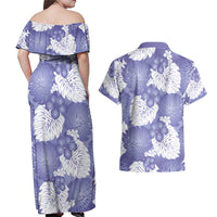 Purple Aloha Hawaii Couples Matching Off Shoulder Maxi Dress and Hawaiian Shirt Monstera Hibiscus Plumeria Seamless Vibes LT14 - Polynesian Pride