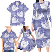 Purple Aloha Hawaii Family Matching Long Sleeve Bodycon Dress and Hawaiian Shirt Monstera Hibiscus Plumeria Seamless Vibes LT14 - Polynesian Pride