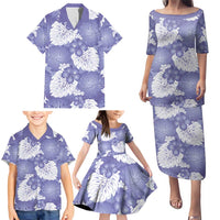 Purple Aloha Hawaii Family Matching Puletasi and Hawaiian Shirt Monstera Hibiscus Plumeria Seamless Vibes LT14 - Polynesian Pride