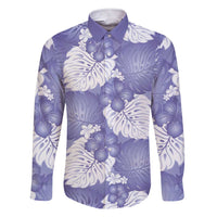 Purple Aloha Hawaii Family Matching Short Sleeve Bodycon Dress and Hawaiian Shirt Monstera Hibiscus Plumeria Seamless Vibes LT14 Dad's Shirt - Long Sleeve Purple - Polynesian Pride