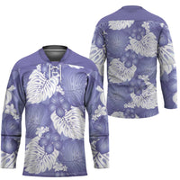 Purple Aloha Hawaii Hockey Jersey Monstera Hibiscus Plumeria Seamless Vibes - Polynesian Pride