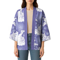 Purple Aloha Hawaii Kimono Monstera Hibiscus Plumeria Seamless Vibes LT14 - Polynesian Pride