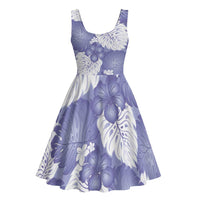 Purple Aloha Hawaii Midi Dress Monstera Hibiscus Plumeria Seamless Vibes - Polynesian Pride