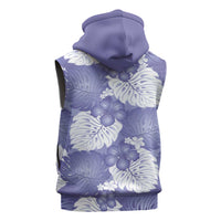 Purple Aloha Hawaii Sleeveless Hoodie Monstera Hibiscus Plumeria Seamless Vibes - Polynesian Pride