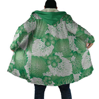 Green Aloha Hawaii Cloak Monstera Hibiscus Plumeria Seamless Vibes LT14 - Polynesian Pride