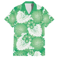 Green Aloha Hawaii Family Matching Short Sleeve Bodycon Dress and Hawaiian Shirt Monstera Hibiscus Plumeria Seamless Vibes LT14 Dad's Shirt - Short Sleeve Green - Polynesian Pride