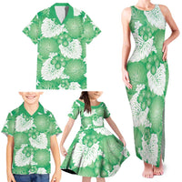 Green Aloha Hawaii Family Matching Tank Maxi Dress and Hawaiian Shirt Monstera Hibiscus Plumeria Seamless Vibes LT14 - Polynesian Pride