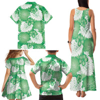Green Aloha Hawaii Family Matching Tank Maxi Dress and Hawaiian Shirt Monstera Hibiscus Plumeria Seamless Vibes LT14 - Polynesian Pride
