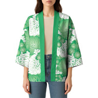 Green Aloha Hawaii Kimono Monstera Hibiscus Plumeria Seamless Vibes LT14 - Polynesian Pride
