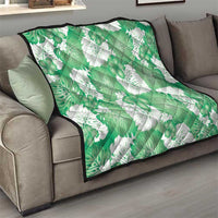 Green Aloha Hawaii Quilt Monstera Hibiscus Plumeria Seamless Vibes - Polynesian Pride