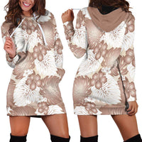 Mocha Mousse Aloha Hawaii Hoodie Dress Monstera Hibiscus Plumeria Seamless Vibes - Polynesian Pride