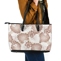 Mocha Mousse Aloha Hawaii Leather Tote Bag Monstera Hibiscus Plumeria Seamless Vibes LT14 - Polynesian Pride
