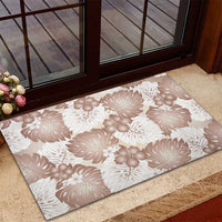Mocha Mousse Aloha Hawaii Rubber Doormat Monstera Hibiscus Plumeria Seamless Vibes - Polynesian Pride