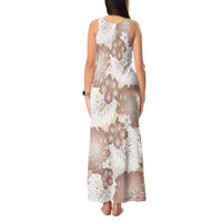 Mocha Mousse Aloha Hawaii Tank Maxi Dress Monstera Hibiscus Plumeria Seamless Vibes - Polynesian Pride