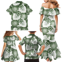 Sage Green Aloha Hawaii Family Matching Mermaid Dress and Hawaiian Shirt Monstera Hibiscus Plumeria Seamless Vibes LT14 - Polynesian Pride