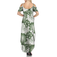Sage Green Aloha Hawaii Family Matching Summer Maxi Dress and Hawaiian Shirt Monstera Hibiscus Plumeria Seamless Vibes LT14 - Polynesian Pride