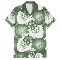 Sage Green Aloha Hawaii Family Matching Tank Maxi Dress and Hawaiian Shirt Monstera Hibiscus Plumeria Seamless Vibes LT14 Dad's Shirt - Short Sleeve Sage Green - Polynesian Pride