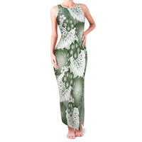 Sage Green Aloha Hawaii Family Matching Tank Maxi Dress and Hawaiian Shirt Monstera Hibiscus Plumeria Seamless Vibes LT14 Mom's Dress Sage Green - Polynesian Pride